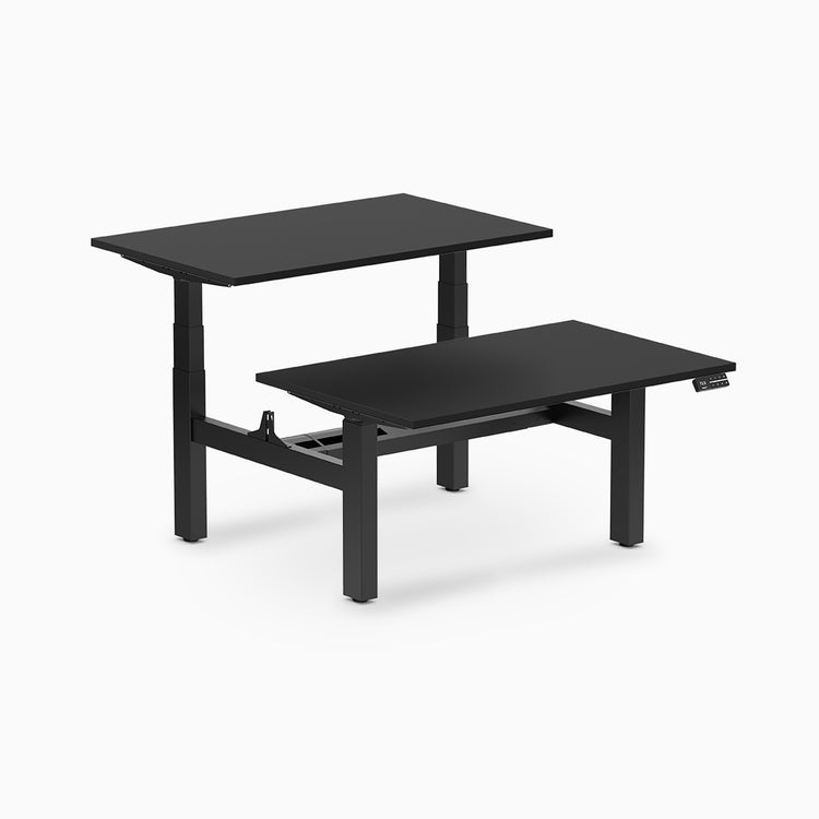 back to back sit stand workstation black