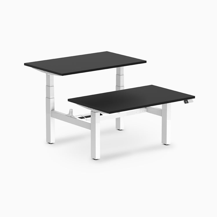 back to back sit stand workstation black