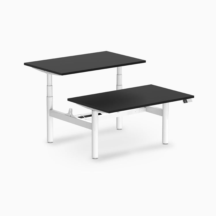 Desky electric Back to Back Round Leg Melamine black desktop