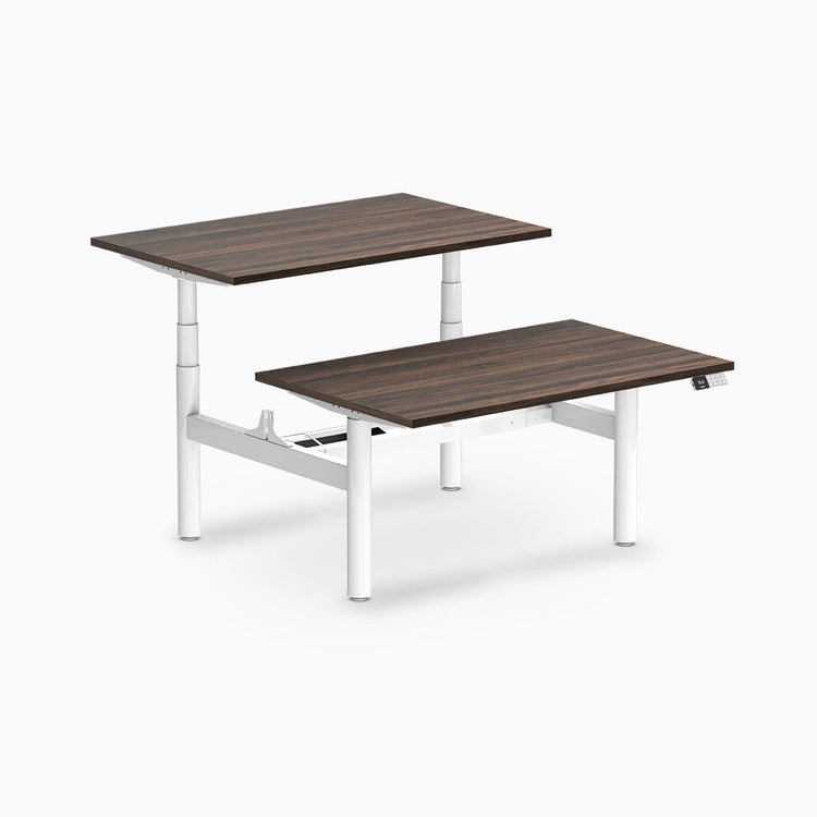 Desky electric Back to Back Round Leg Melamine jarrah legno desktop