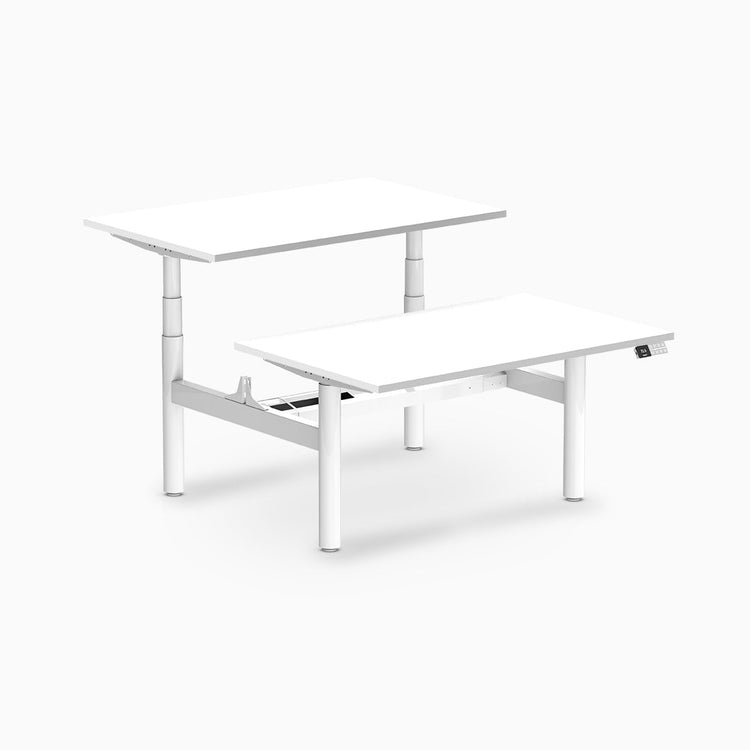 Desky electric Back to Back Round Leg Melamine white desk