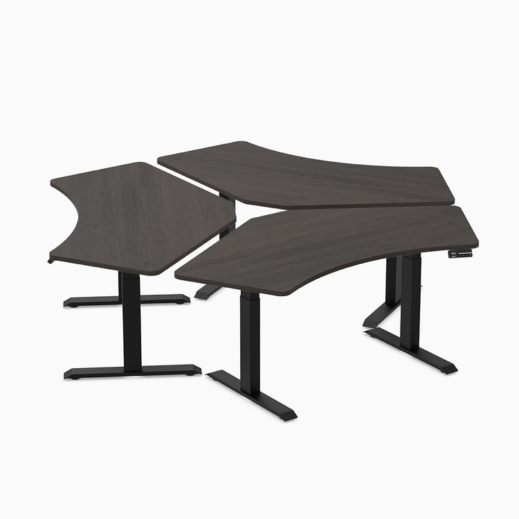 Desky Dual 120 Adjustable Standing Desk Burnished Wood Triple - Desky