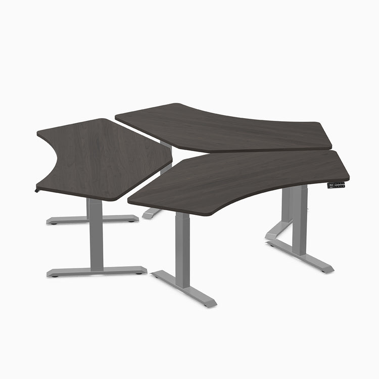 Desky Dual 120 Adjustable Standing Desk Burnished Wood Triple - Desky