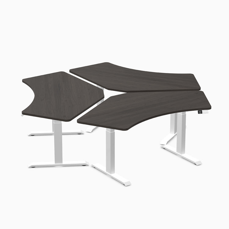 Desky Dual 120 Adjustable Standing Desk Burnished Wood Triple - Desky