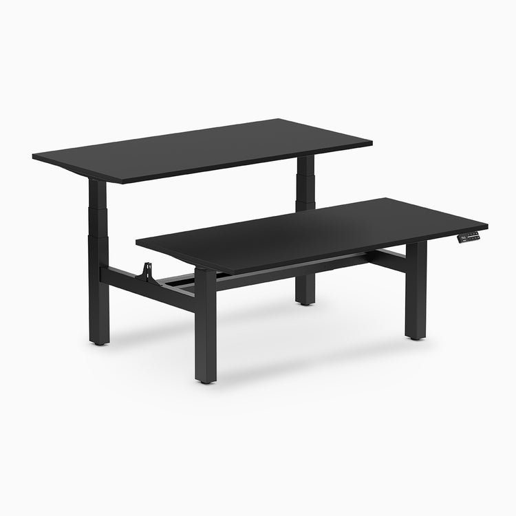 back to back sit stand workstation black