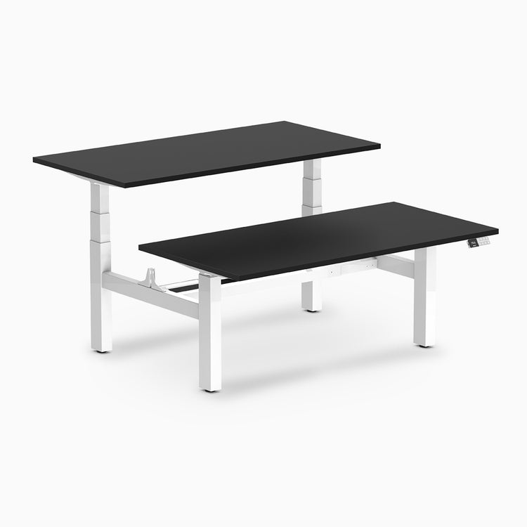 back to back sit stand workstation black