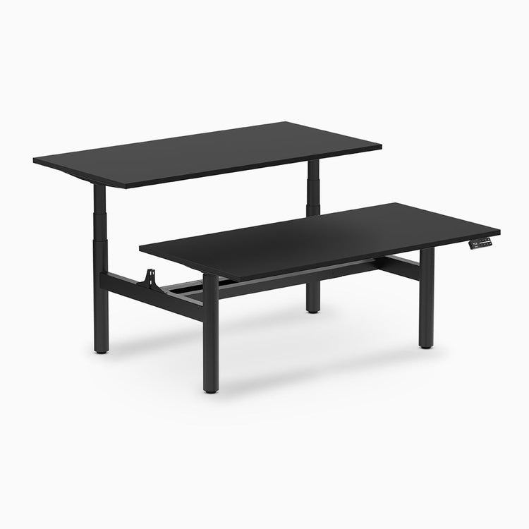 Desky electric Back to Back Round Leg Melamine black desktop
