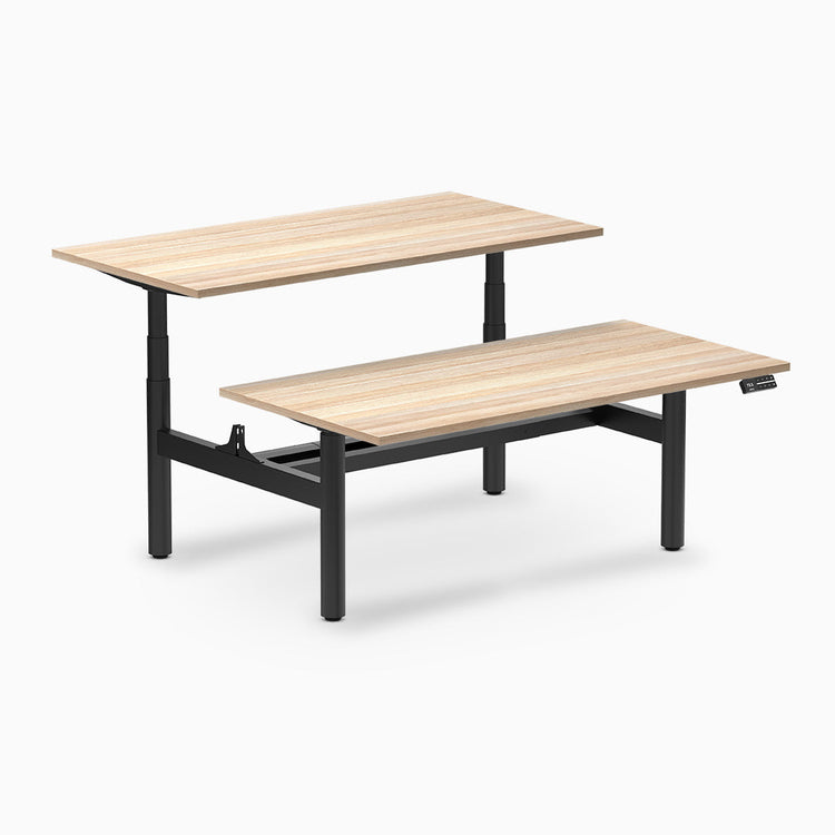 Desky electric Back to Back Round Leg Melamine classic oak desktop