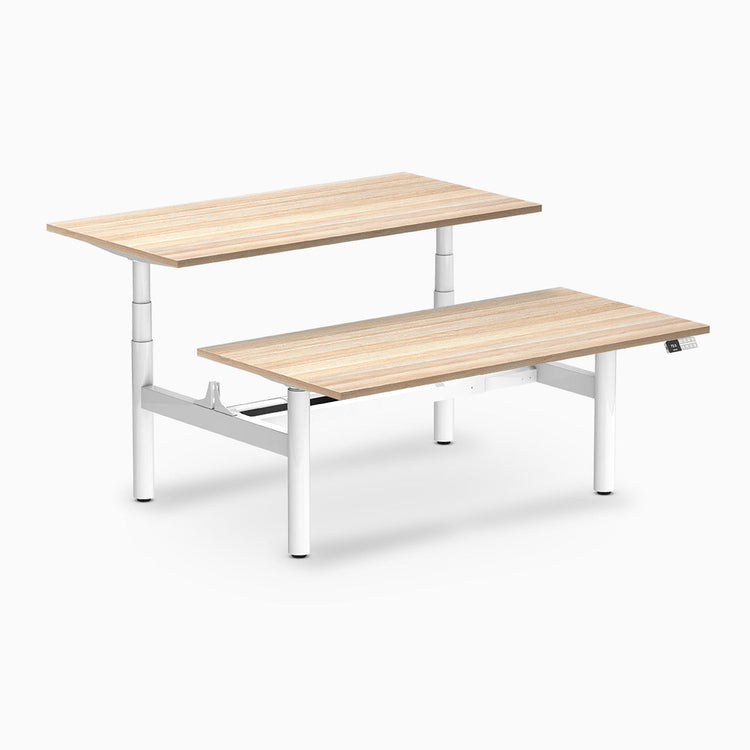 Desky electric Back to Back Round Leg Melamine classic oak desktop
