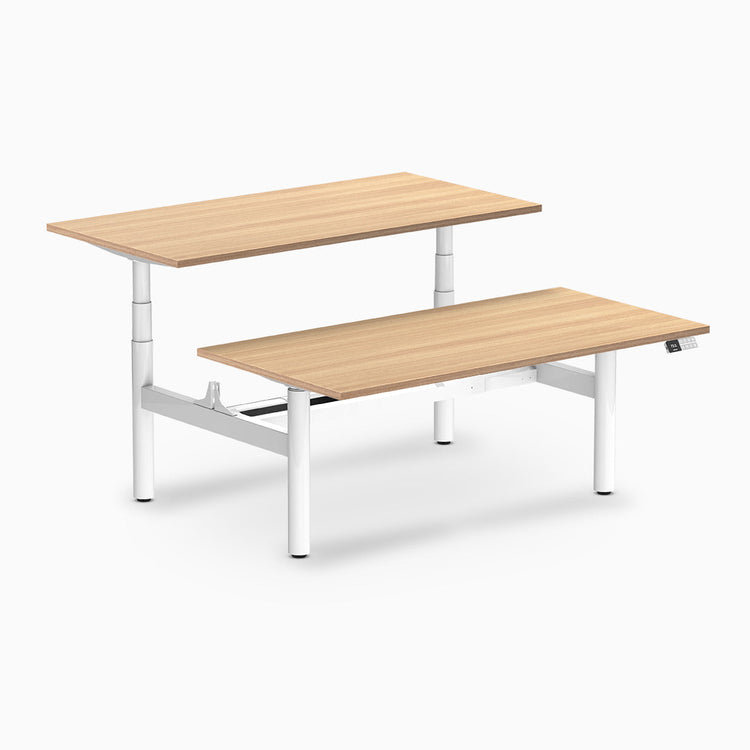 Desky electric Back to Back Round Leg Melamine sublime teak desktop