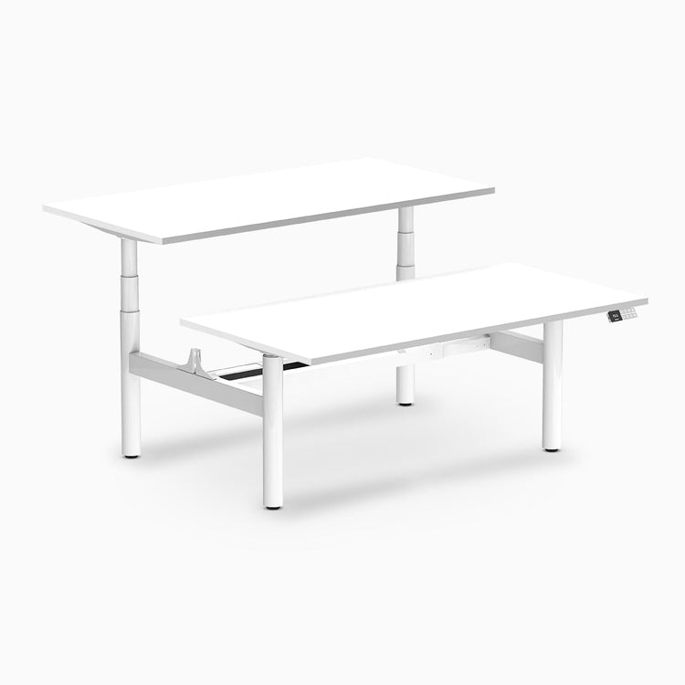 Desky electric Back to Back Round Leg Melamine white desk