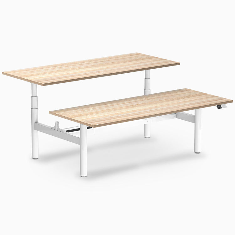 Desky electric Back to Back Round Leg Melamine classic oak desktop