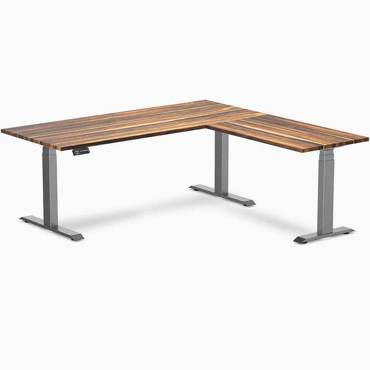 Desky Hardwood L-Shape Sit Stand Desk pheasant wood 1800mm