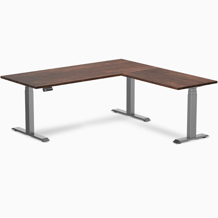 Desky l-shape softwood standing desk in rustic pine