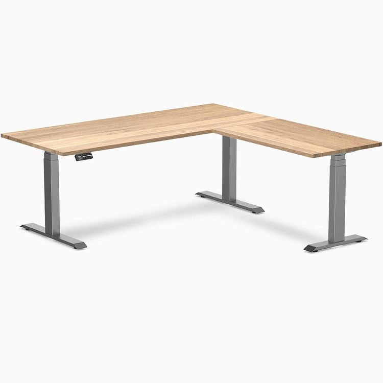 Desky Hardwood L-Shape Sit Stand Desk white oak 1800mm