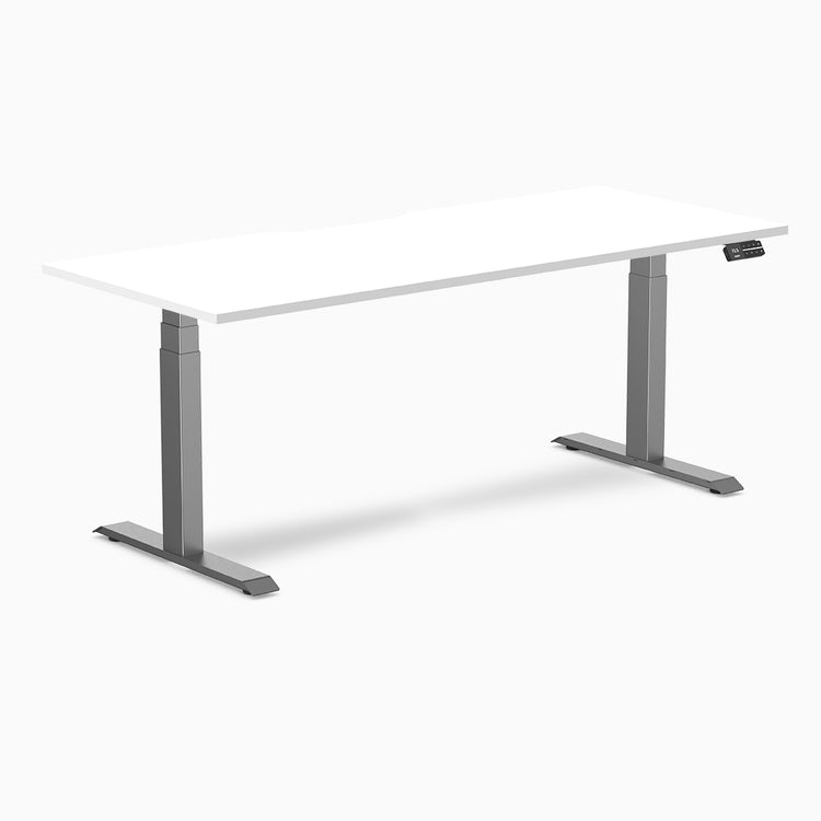 Desky Dual Scalloped Melamine Sit Stand Desk