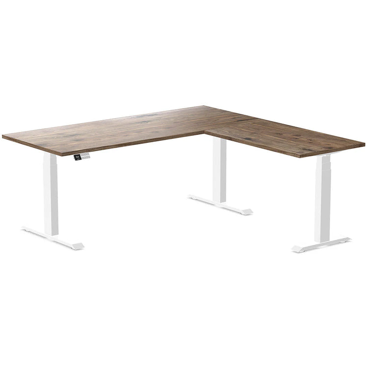 Desky Hardwood L-Shape Sit Stand Desk