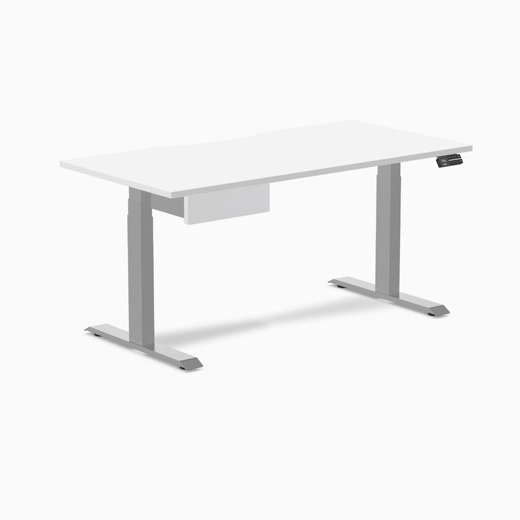 Desky Dual Scalloped Melamine Standing Desk With Drawer detail view 17