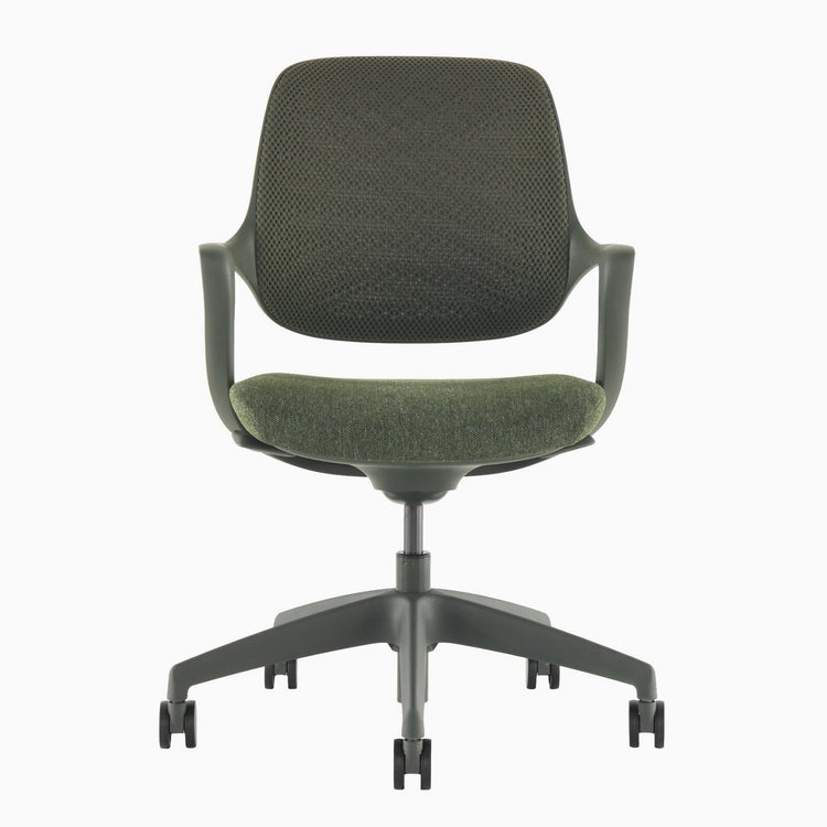 Green office desk chair with adjustable height