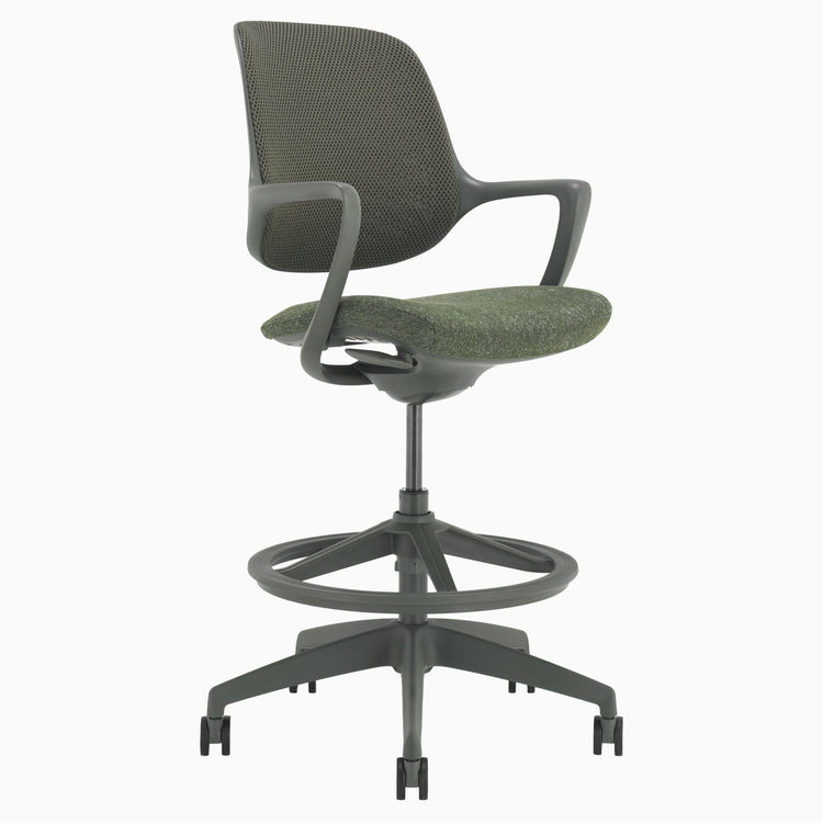 Ergonomic drafting chair in dark green