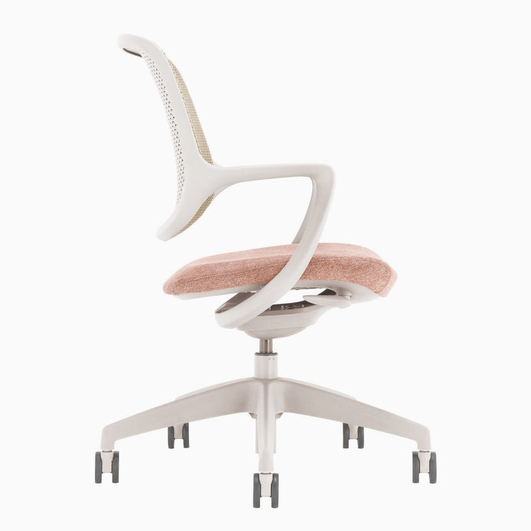 Peach and white color adjustable desk chair