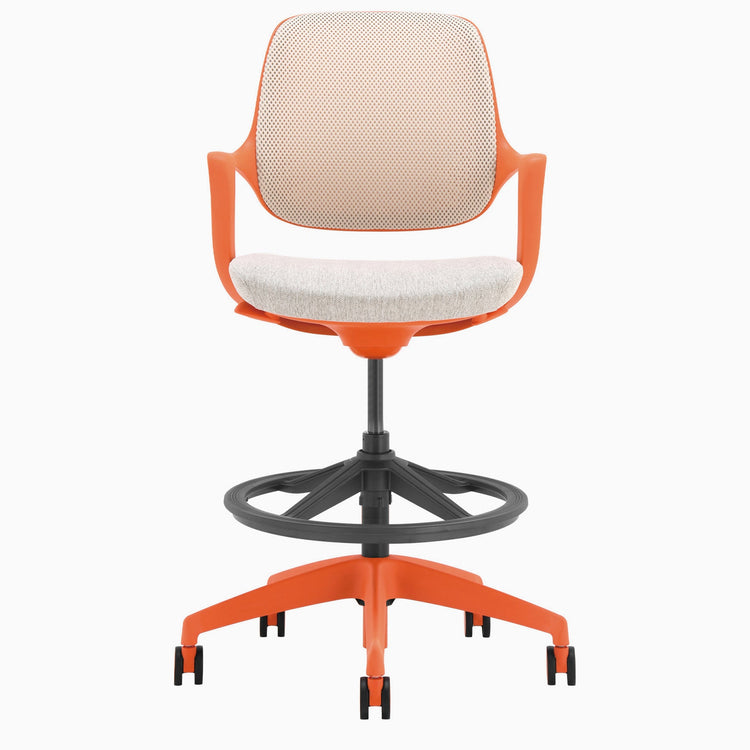 Low back ergonomic drafting chair in orange