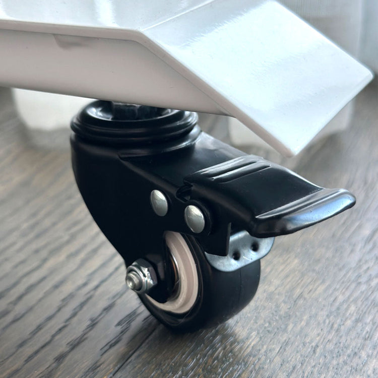 Lockable caster wheels close up on legs