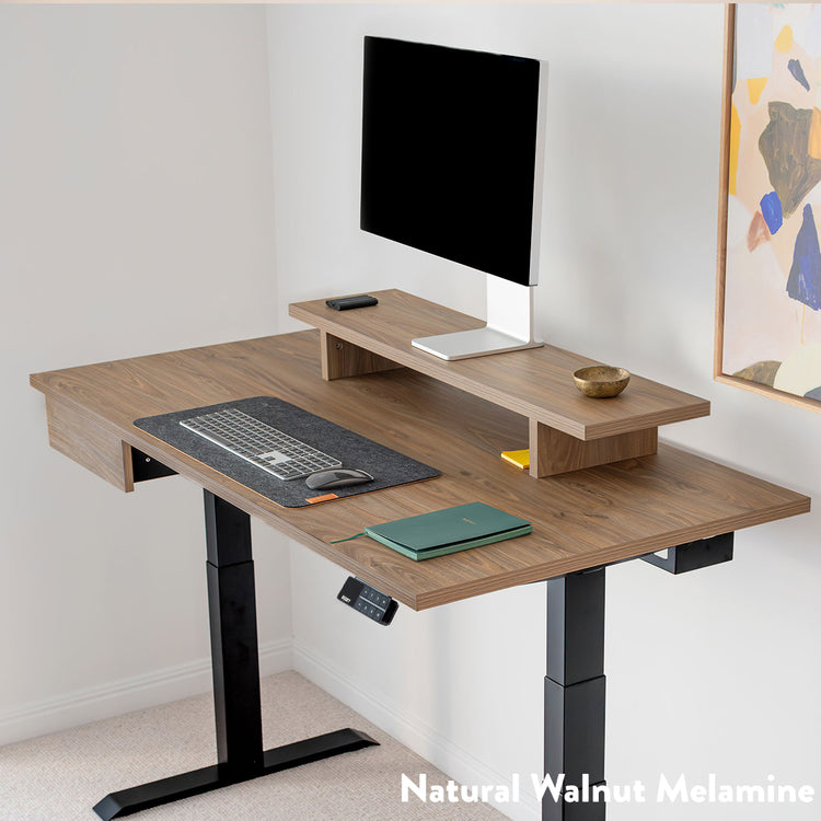 Natural Walnut Melamine Monitor Stand
