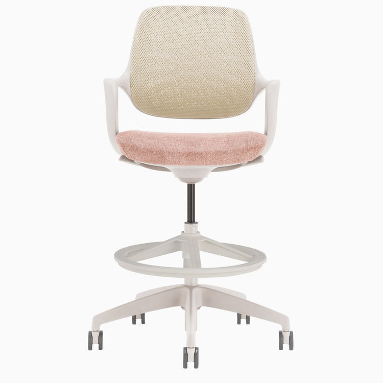 Desky evoque low back ergonomic drafting chair in peach