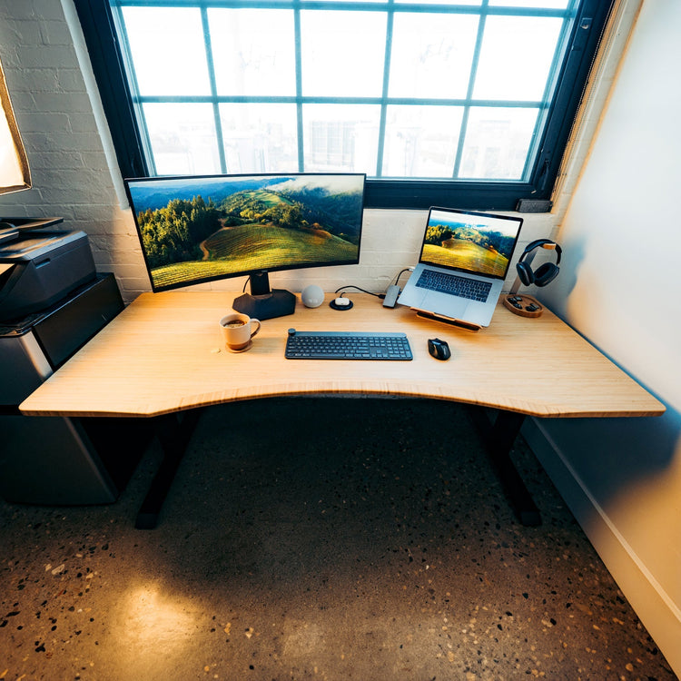 Desky Zero Ergo Edge Office Desk-Desks-Desky-White-1200x750mm-Matte Black-Desky® Australia
