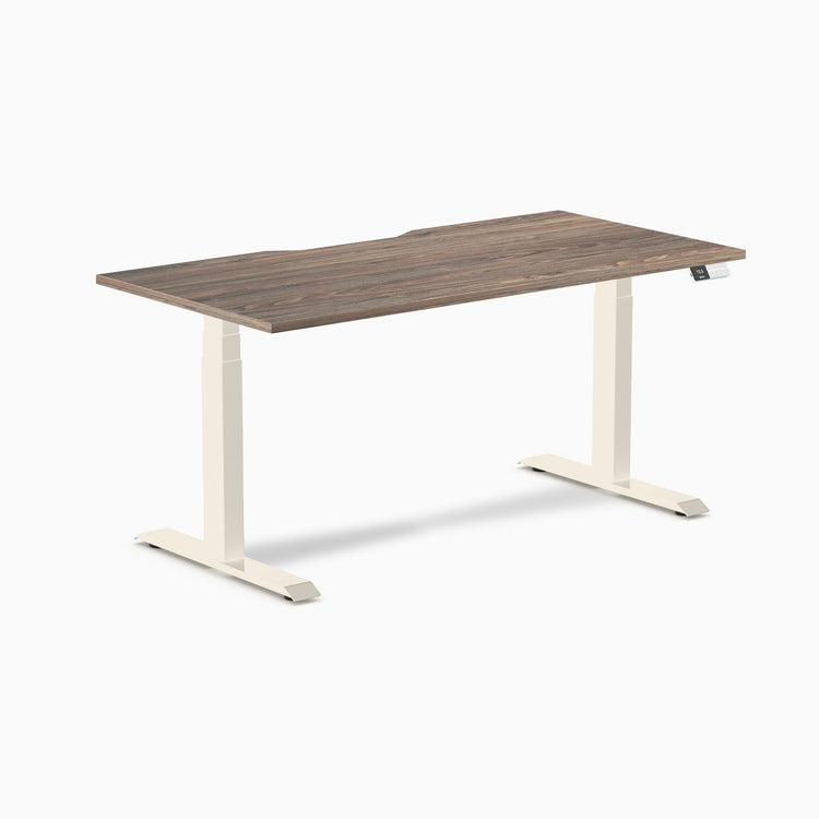 Desky Dual Scalloped Melamine Sit Stand Desk
