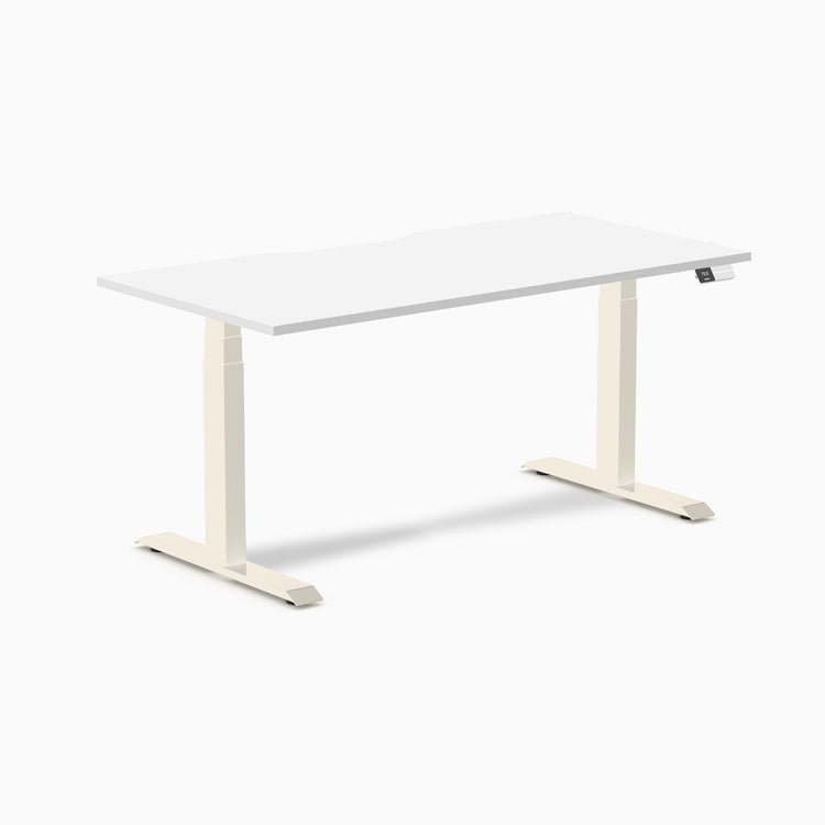 Desky Dual Scalloped Melamine Sit Stand Desk