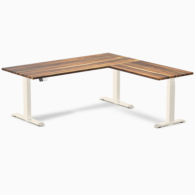 Desky Hardwood L-Shape Sit Stand Desk