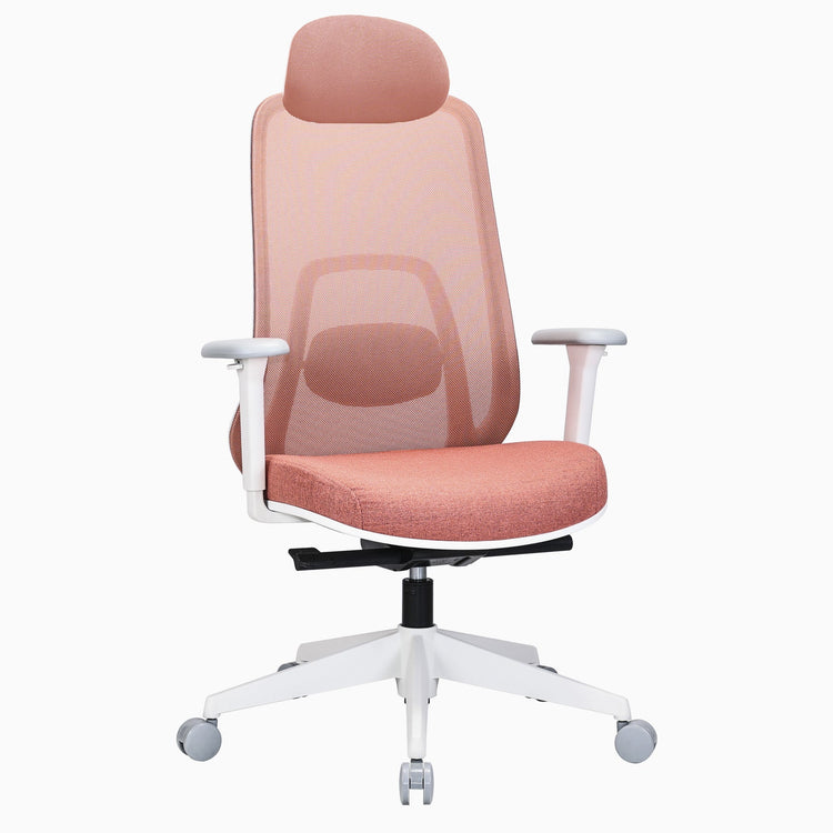 orange regal mesh office chair with headrest