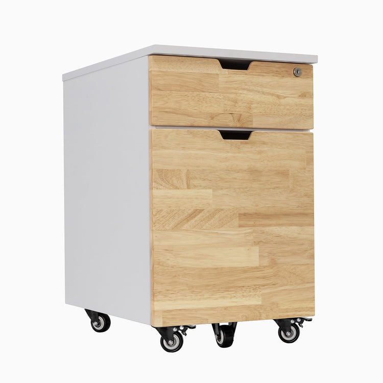 Rubberwood Natural White minimal filing cabinet