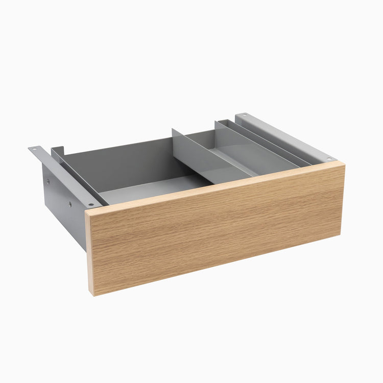 Desky Minimal Under Desk Drawer - Sublime Teak Melamine Grey Frame