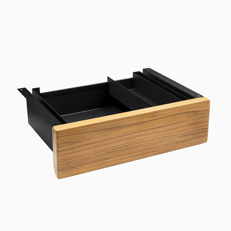 Desky Minimal Under Desk Drawer - Teak Hardwood Black Frame