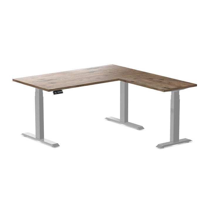 Desky Hardwood L-Shape Sit Stand Desk