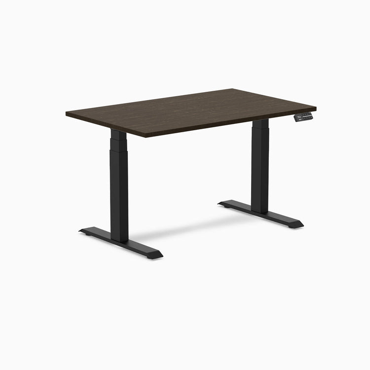 Desky Dual Bamboo Sit Stand Desk-Dual Desks-Desky-Dark Bamboo-1200x750mm-Matte Black-DeskyÌâå¨ Australia