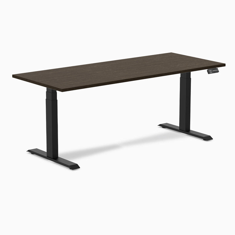 Desky Dual Bamboo Sit Stand Desk-Dual Desks-Desky-Dark Bamboo-1800x750mm-Matte Black-DeskyÌâå¨ Australia