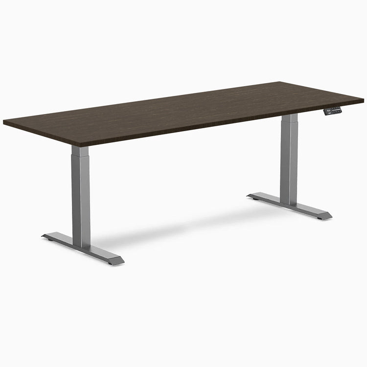 Desky Dual Bamboo Sit Stand Desk-Dual Desks-Desky-Dark Bamboo-2000x750mm-Space Grey-DeskyÌâå¨ Australia