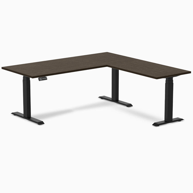 Desky Bamboo L-Shape Sit Stand Desk-L Shape Desks-Desky-Dark Bamboo-1800x750x1750x600mm-Matte Black-DeskyÌâå¨ Australia