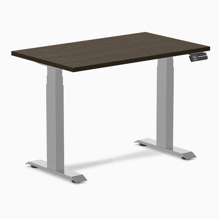 Desky Dual Mini Bamboo Sit Stand Desk-Dual Desks-Desky-Dark Bamboo-1000x600mm-Grey-Desky® Australia