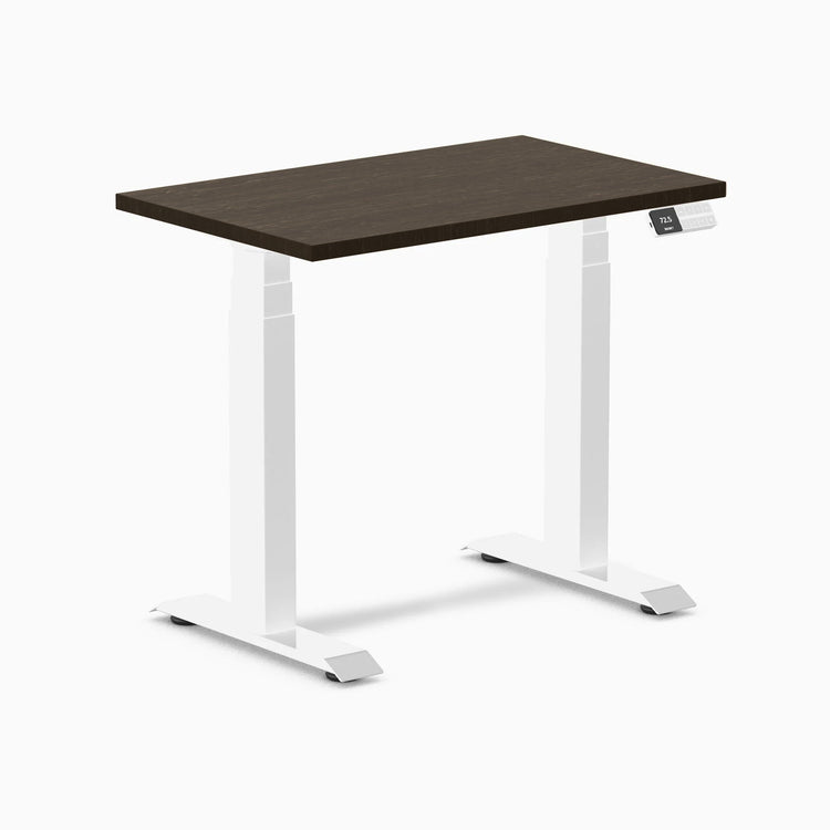 Desky Dual Mini Bamboo Sit Stand Desk-Dual Desks-Desky-Dark Bamboo-800x500mm-White-Desky® Australia