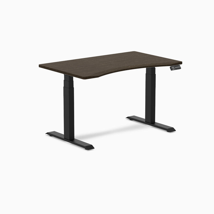Desky Dual Ergo Edge Sit Stand Desk-Dual Desks-Desky-Dark Bamboo-1200x750mm-Matte Black-DeskyÌâå¨ Australia