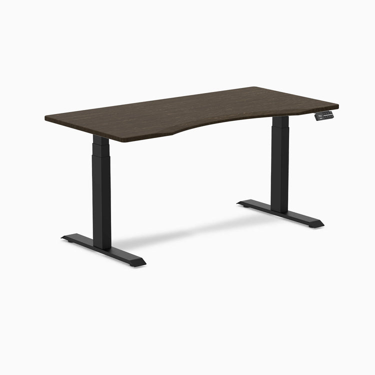 Desky Dual Ergo Edge Sit Stand Desk-Dual Desks-Desky-Dark Bamboo-1500x750mm-Matte Black-DeskyÌâå¨ Australia
