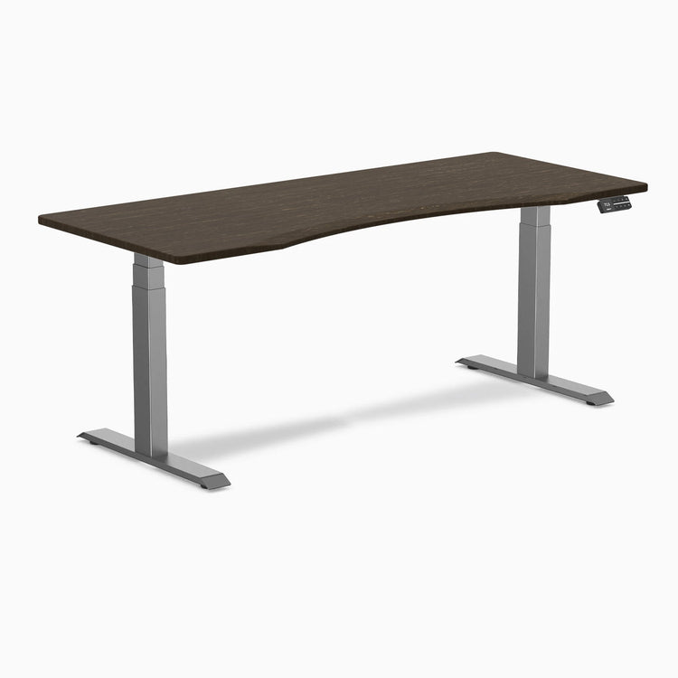 Desky Dual Ergo Edge Sit Stand Desk-Dual Desks-Desky-Dark Bamboo-1800x750mm-Space Grey-DeskyÌâå¨ Australia