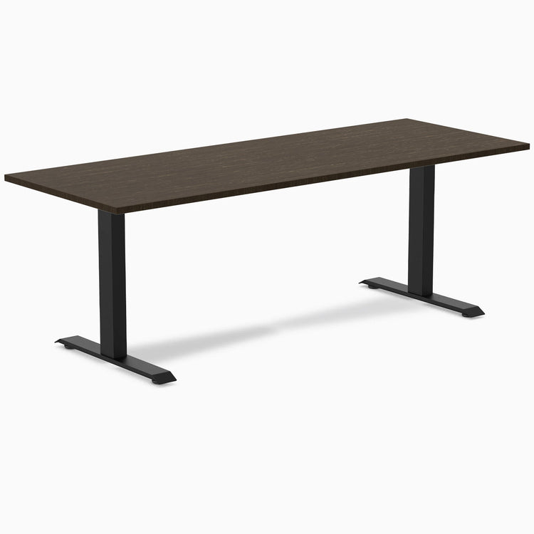 Desky Zero Bamboo Office Desk-Desks-Desky-Dark Bamboo-2000x750mm-Matte Black-Desky® Australia