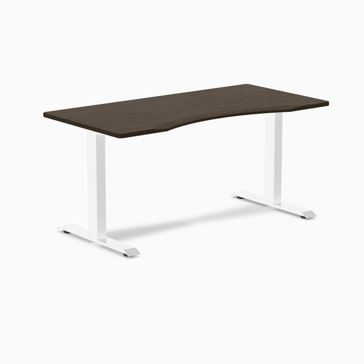 Desky Zero Ergo Edge Office Desk-Desks-Desky-Dark Bamboo-1500x750mm-White-Desky® Australia
