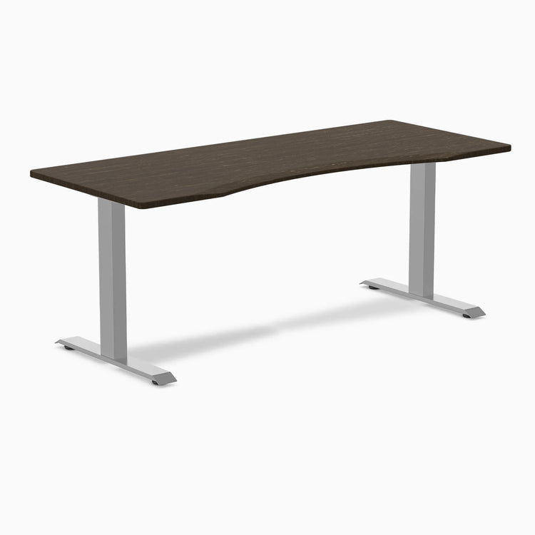 Desky Zero Ergo Edge Office Desk-Desks-Desky-Dark Bamboo-1800x750mm-Grey-Desky® Australia